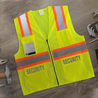 Security Vest for Men Women, Safety Vest for Men Women, Hi Vis Neon Safety Work Wear with Reflective Strip, ANSI Compliant, Yellow, 4XL