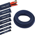 30ft PET Expandable Sleeving Wire Cable Sleeve (1/3", Blue&Black)