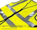 PeerBasics Safety Vest 10 Pack, Yellow, ANSI Class 2, Reflective, For Men Women Unisex, With Pockets Zipper, Breathable Mesh (Medium)