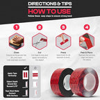 GripBond Black Super Bond Heavy Duty Double Sided Tape, 4 Rolls (10 Ft), 1.2” x 120” – Waterproof Adhesive Mounting Tape for Indoor/Outdoor, Walls, Automotive, Car, LED Strip Lights, Home, Office