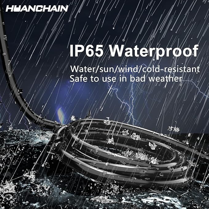 HUANCHAIN Indoor Outdoor Black Extension Cord 8 ft Waterproof, 16/3 Gauge Flexible Cold-Resistant Appliance Extension Cord Outside, 13A 1625W 16AWG SJTW, 3 Prong Electric Cable, ETL