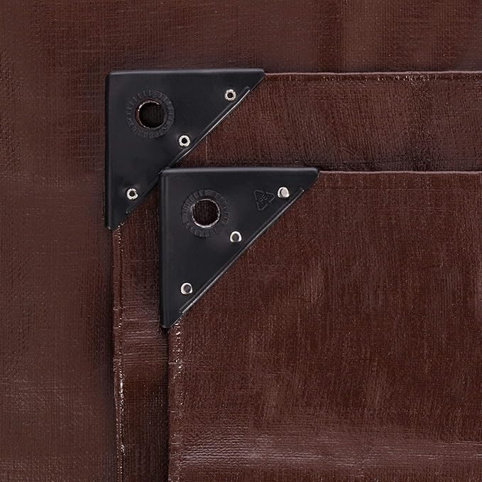 WHITEDUCK Super Heavy Duty Poly Tarp Cover 16 Mil & 10 Mil with Grommets and Reinforced Edges (Brown, White & Silver Black) (Brown- 16 Mil, 50' x 100')