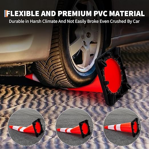 6 Pack Traffic Safety Cones 28 Inch, PVC Orange Safety Cones with Reflective Collars and Weighted Base for Traffic Control, Construction Events, Driveways, and Parking Lots