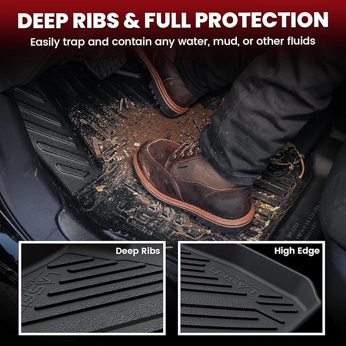 LASFIT Floor Mats & Trunk Mat for Ford Fusion 2013-2016 (Only Fit Gasoline) All Weather TPE Mats Custom Fit Floor Liner for Fusion & MKZ 1st & 2nd Row Car Mats and Cargo Liner, Black