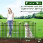 10 Panels Decorative Garden Fence with Gate - 32 in (H) x 23.6 ft (L) No Dig Dog Fence Outdoor for Yard, Rustproof Tall Garden Fencecing Panels, Animal Barrier Suitable for Yard Border, Patio