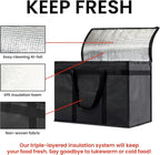 NZ home Insulated Cooler Bag and Food Warmer (XL Plus, 2 Pack) for Delivery & Grocery Shopping with Zippered Top, Gray