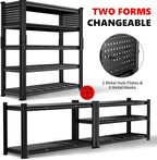 SILVEL 48.2"W Garage Shelving, 5000LBS Heavy Duty Metal Shelving, 2025 Grid Storage Shelves, 2 Side Pegboards, Industrial 5 Tier Shelves for Basement Pantry Warehouse Supermarket, 72.2" x24.2" x48.2"