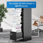 4 Drawer File Cabinet with Lock Metal Vertical File Cabinet Office Home Vertical File Cabinet for A4 Legal/Letter Size Narrow File Cabinet Locked,Assembly Required (Black, 4 Drawers- Vertical)