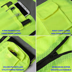 BeautyWill Custom Logo 5 Pack Safety Vest Mesh High Visibility Reflective Vest Customized Logo Utility Zipped Pockets Construction Workwear （Yellow,M）