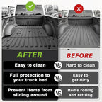 TripleAliners Truck Bed Mat Compatible with 2017-2024 2025 2026 Ford Super Duty F250/F350/F450 Accessories 6.8FT Vehicle Bed Perfectly Flush All Weather Protection TPE Heavy Duty Pickup Cargo Mat