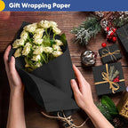 Vanhench Black Art & Construction Paper 17.6"×670", Black Kraft Paper Roll for Gifts Crafts Bouquet Flower Wrapping, Moving Supplies, Poster Bulletin Board Paper