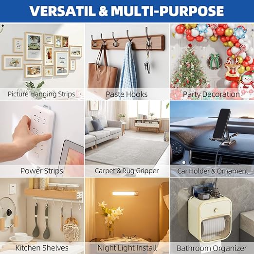 Double Sided Tape 1"×16.5Ft, Mounting Tape Heavy Duty No Residue, Removable PE Foam Tape Strips, Extra Strong Adhesive Tape Waterproof for Walls Home Office Decor Crafts Paint Picture Poster