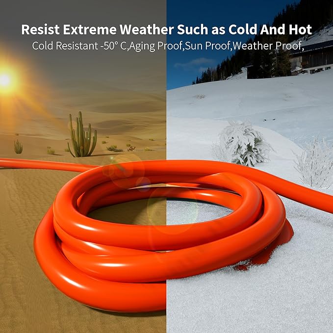 HUANCHAIN 12/3 Gauge Heavy Duty Outdoor Extension Cord 6 ft Waterproof with Lighted end, Flexible Cold-Resistant 3 Prong Electric Cord Outside, 15Amp 1875W 12AWG SJTW, Orange, ETL