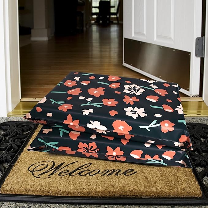 Poly Mailers 10x13 Inch 25 Pcs - Tulip printed Shipping Bags, 2.4mil Thickness, Waterproof and Tear Resistant Mailing Envelopes, Self-Sealing Packaging Bags for Small Business