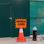 12 Pcs Plastic Sidewalk Closed Sign Bulk for Traffic Cones Top Road Warning Signs 10.4" Height x 12.6" Width x 0.05" Thickness for Outdoor Barricade Construction Caution
