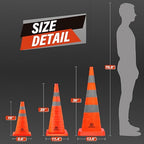 RoadHero 28 Inch 20 Pack Collapsible Traffic Safety Cones, Multi Purpose Pop-up Cones with Reflective Collar for Road Safety, Orange Cones for Driving Training, Parking Lots