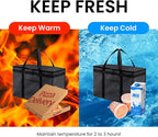 NZ home XXL Insulated Cooler Bag and Food Warmer for Delivery & Grocery Shopping with Zippered Top, Red (1 Pack)