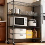 4 Tiers Shelf 1400 lbs Steel Storage Shelving Utility Shelving Unit Steel Organizer Wire Rack for Home,Kitchen,Office,Garage Black 17.7" D x 47.2" W x 62.7" H