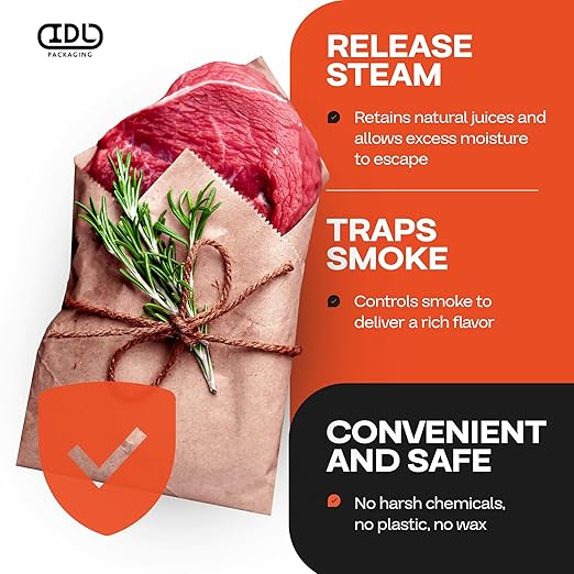 Peach Butcher Paper 36" x 2160" (180 feet) with Cutter - USA-Made Natural Butcher Paper Roll for Meat & Fish - Uncoated, Unwaxed & Food-Grade Material for Smoking Meat, Grilling & BBQ by IDL Packaging