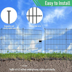 10 Panels Garden Fence Dog Fence Outdoor for Yard,40in H x 23.6ft L Rustproof Metal Fencing with Ground Stakes|No Dig Temporary Animal Proof Containment for Pets/Rabbits|Durable Patio Security Panels