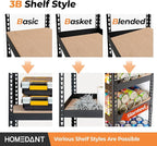 HOMEDANT 5 Tier Storage Shelves Adjustable Laminated Boltless Garage Metal Shelving Unit Heavy Duty Utility Rack Shelf Warehouse Pantry Closet Kitchen (10, (M) 35.9" W, Black)