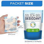 LotFancy Silica Gel Desiccant Packets, 20 Gram 50 Packs, Rechargeable Desiccant Dehumidifier with indicating Beads (Orange to Green), Non-Toxic Moisture Absorber Bag for Documents Shoes Gun Storage
