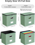 Oterri 2 Pack File Organizer Boxes with Lids, File Box with Mesh Pockets, Document Organizer Box for File Folders Letter Size, Zippers Filing Box for Home, Office, School (Green, Without Folders)