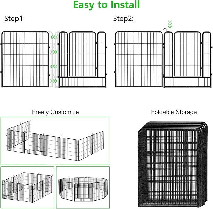 No Dig Decorative Garden Fence with Gate Rustproof Metal Fence Panels, 32in(H) x 53Ft(L) Garden Fencing for Yard 20 Panels Animal Barrier Fence for Dogs, Rabbit, Patio