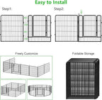 No Dig Decorative Garden Fence with Gate Rustproof Metal Fence Panels, 32in(H) x 53Ft(L) Garden Fencing for Yard 20 Panels Animal Barrier Fence for Dogs, Rabbit, Patio