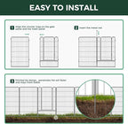 FXW Garden Fence Outdoor for The Yard – 45in(H) x 72.9ft(L) Heavy Duty Metal Animal Barrier for Dog and Rabbit, Decorative Dog Fence, 32 Panels, Silver