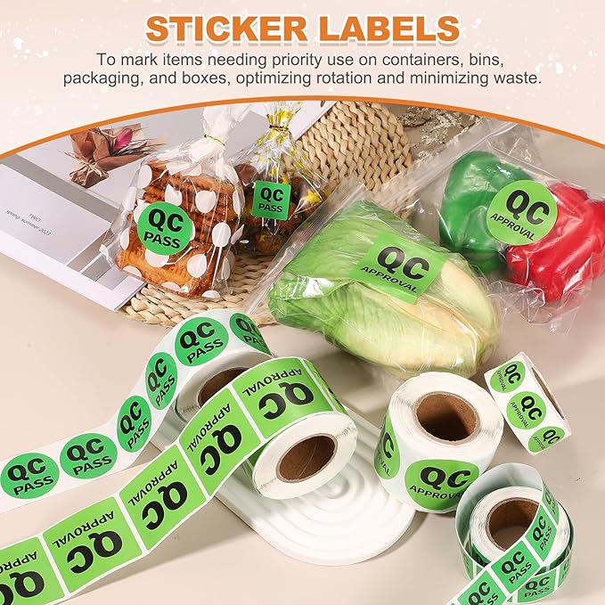 PATIKIL 360 Pcs 1 Roll QC Pass Labels, 1.5 Inch Circle Inventory Control Adhesive Round Labels Food Service Quality Control Stickers for Warehouse Management Inspection, Green