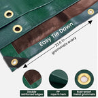 Tarp 8x10 Feet 16 Mil Heavy Duty Waterproof Tarp, Large Multipurpose Cover with Brass Grommets and Reinforced Edges, UV Resistant Thick Poly Tarps for Outdoor Camping Tent Pool Car, Green