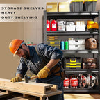 72 "H / 46" W Garage Shelving Heavy Duty Storage Shelves Adjustable Garage Shelves 5 Tier Metal Shelving Unit Utility Rack Shelf for Storage Kitchen Warehouse Pantry, Black 72 "H x 46"W x 19.7" D