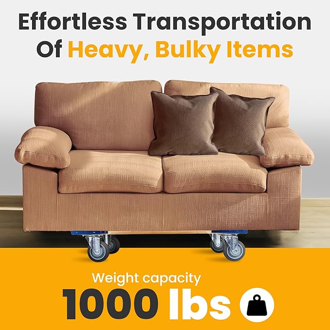 Furniture Dolly 30" x 18" I 4 Wheels Heavy Duty Moving Dollies | Fully Assembled Wooden Moving Cart with Large Wheel Casters | | Heavy Duty Dolly Cart | 1,000 lbs Capacity | Pack of 2