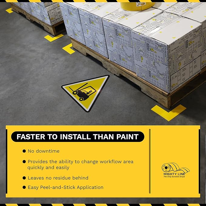 Mighty Line Forklift Floor Sign for Safety, Warning, Heavy-Duty, Peel and Stick, Adhesive, Industrial Quality, Forklift Crossing with Driver, 16"
