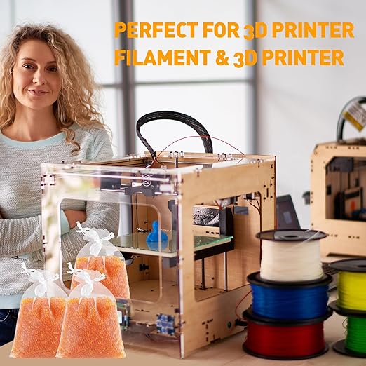 11 LBS Orange Indicating Silica Gel Desiccant Beads,(Industry Standard 3-5 mm) Rechargeable Silica Gel Beads for 3D Filament, Electronic Devices, Camera, Jewelry, Safe(30PCS Organza Bag)