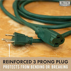 Outdoor Extension Cord 10 Ft with 3 Prong, 16/3 SJTW Weatherproof Green Extension Cord 10 Foot, 13 Amp Outside Power Cord for Christmas Outdoor Decorations & Yard