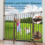 Cumbor 29.7-54.2" Wide Baby Gate for Stairs, Mom's Choice Awards Winner-Self Closing Dog Gate Indoor for Doorways, No Drilling Pressure Mounted Pet Gates for Kids, Easy Walk Through Safety Gate, Brown