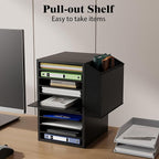 Office Mail Sorter, Wooden Paper Organizer With Storage Bag, 10 Tier Adjustable Classroom Mailbox, Removable Classroom Organization, Teacher Desk Organization for Office, Study, Black