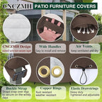 Heavy Duty Patio Furniture Covers Waterproof, 600D Round Outdoor Furniture Cover Waterproof for Sectional Sofa Couch, Outdoor Dining Table and Chair Set Covers 96"DIA x 28"H, Brown