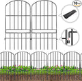 Adavin Animal Barrier Garden Fence,10 Pack Black 12''L x 25" H no dig Fence, Underground dig Protection for Dog Rabbits Rustproof Metal Wire Panel Border, 10 ft Ground Stakes for Outdoor Patio