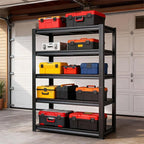 Garage Shelves,40''W Heavy-Duty Storage Shelves, Double-Layer Uprights, Thickened Shelves, Waterproof &Rustproof, Suitable for Indoor & Outdoor Use. (Black, 40''W*20''D*72''H, 5-Tier)