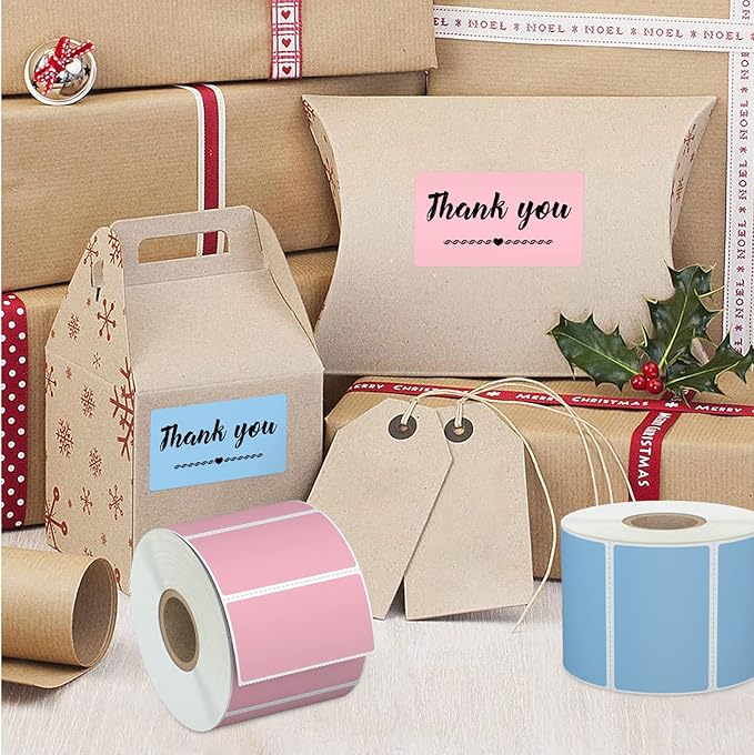 Misofuki 2.25" x 1.25" Yellow Direct Thermal Barcode Labels 1000 Pcs for Zebra ZD410 ZD411 LP2824, 2-1/4x1-1/4 1 Roll Waterproof Strong Adhesive Perforated Return Address Labels Used with Rollo MUNBYN