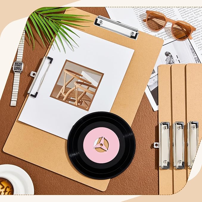 Henoyso 4 Pcs 11x17 Clipboard Wooden Lap Board with Low Profile Clip Brown Double Landscape Clip Hardboard Drawing Board Landscape Horizontal Large Clipboard for Desk Paper Sketching Art Supplies