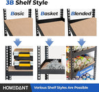HOMEDANT 5-Tier Laminated Boltless Heavy Duty Metal Shelving Unit Adjustable Garage Storage Utility Rack Shelves Organization Multipurpose Shelf Warehouse Industrial (3, (M) 35.9" W, Black)