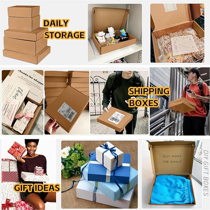 9x6x3 inch Small Shipping Boxes Set of 25, Brown Corrugated Cardboard Box Literature Mailer for Mailing Packing Moving and Storage