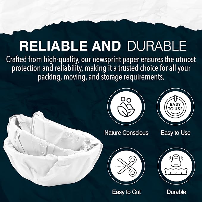 White Bulk Packing Paper Sheets for Moving | 640 sheets | 27" x 17" | 20 lb | Twin Pack | | Newsprint Wrapping Paper Sheets - Must Have in Your Moving Supplies, Packing Materials, Moving Paper Wrap