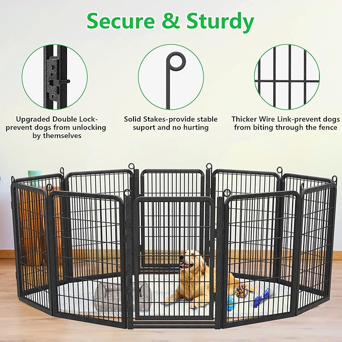 Decorative Garden Fence with Gate, 40 in(H) x 77 ft(L) Rustproof Metal Fence Panels No Dig Fence with Full Panel Gate, Dog Fence Outdoor for Yard, Animal Barrier Garden Fencing for Yard