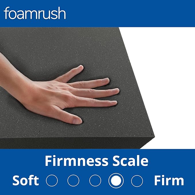 FoamRush 7" x 24" x 72" Charcoal High Density Upholstery Foam Cushion (Upholstery Sheet, Foam Padding, Seat Replacement, Chair Cushion Replacement, Square Foam, Wheelchair Seat Cushion) Made in USA