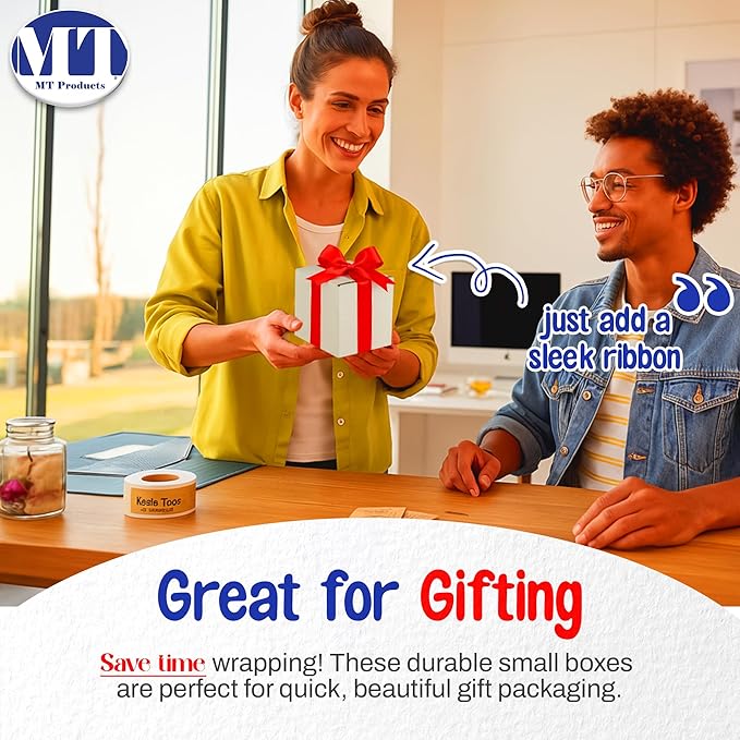MT Products Sturdy White Corrugated Cardboard Shipping Boxes 5" x 5" x 5" - Small Mailing/Moving Boxes for Transport - Pack of 10